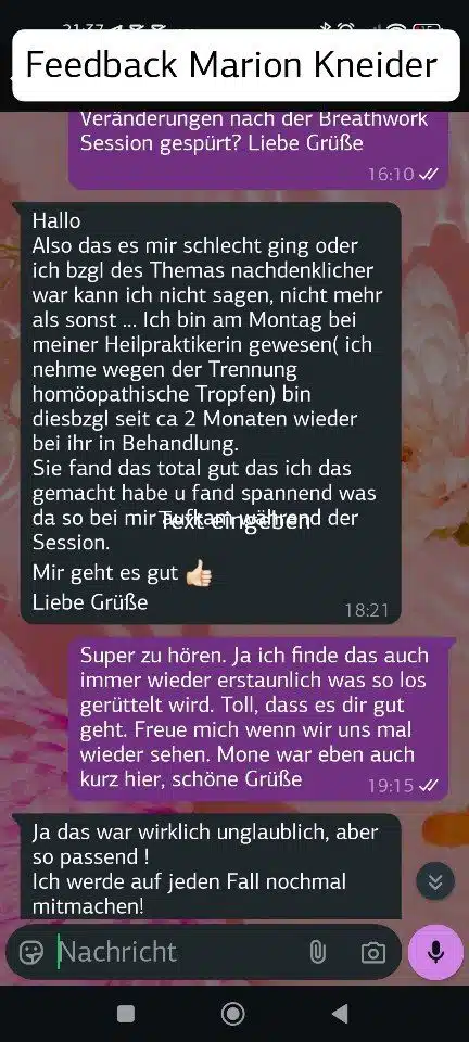 SMT Breathwork Teilnehmer Feedback Marion Kneider (5) SMT Breathwork Erfahrung
